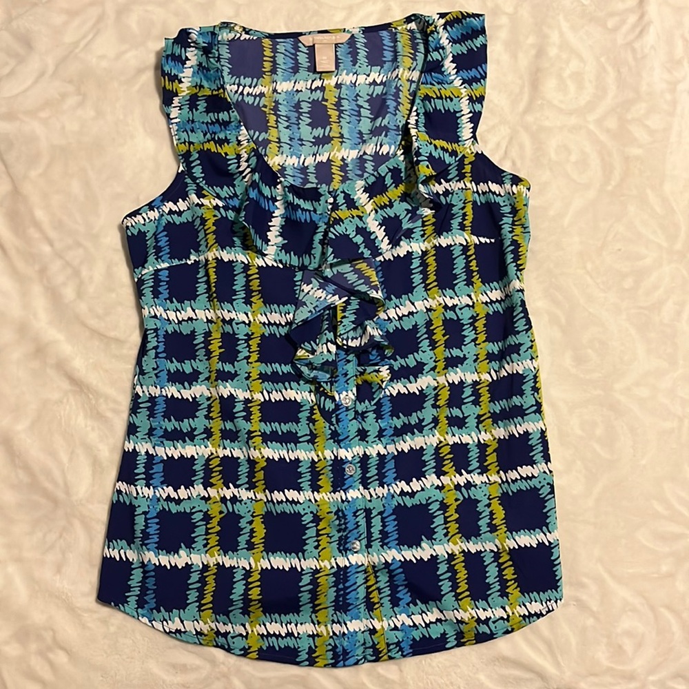 Banana Republic Sleeveless Blue/Green Blouse Size M